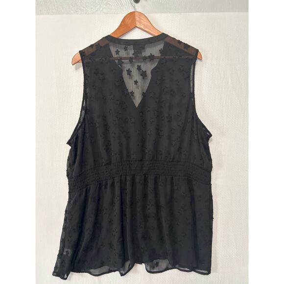 Torrid Women’s Black Sleeveless Button Front Blouse Sheer Star Pattern Size 3X - Picture 10 of 12